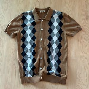 Barque Argyle Knit Sweater Polo - medium